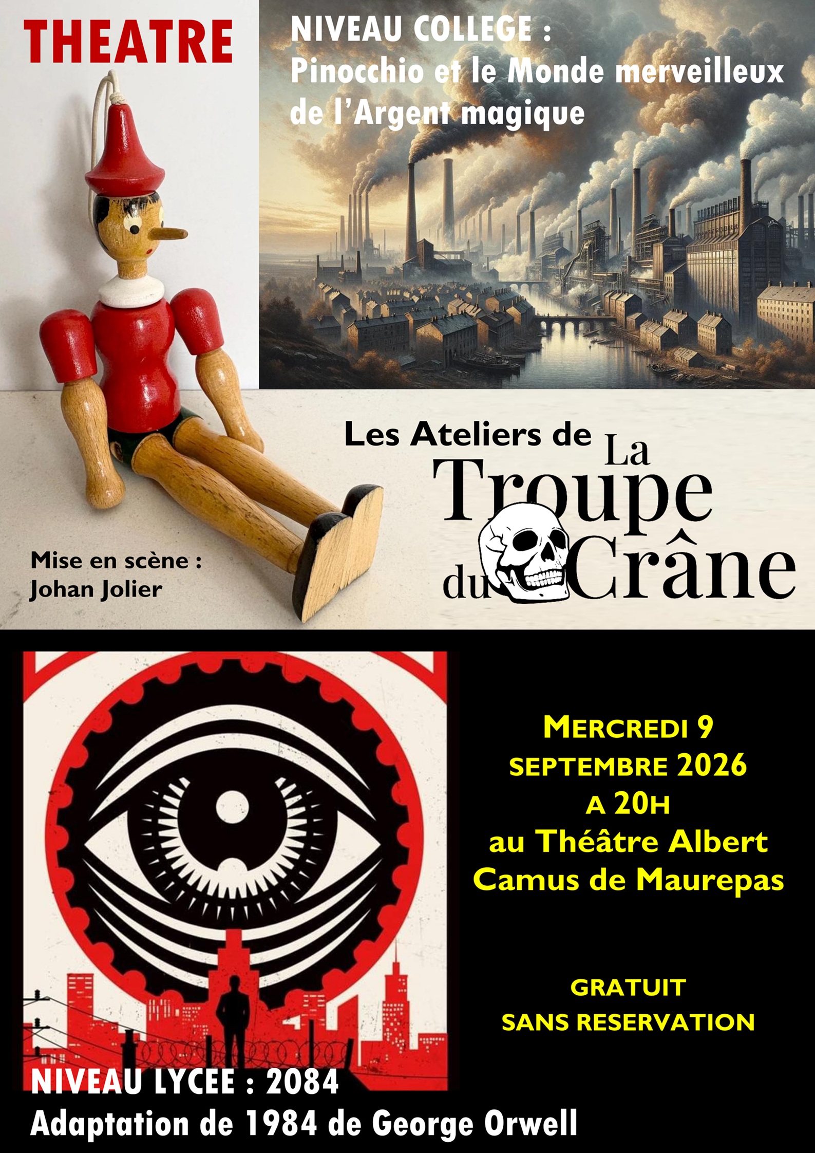 affiche spectacle ateliers troupe du crane