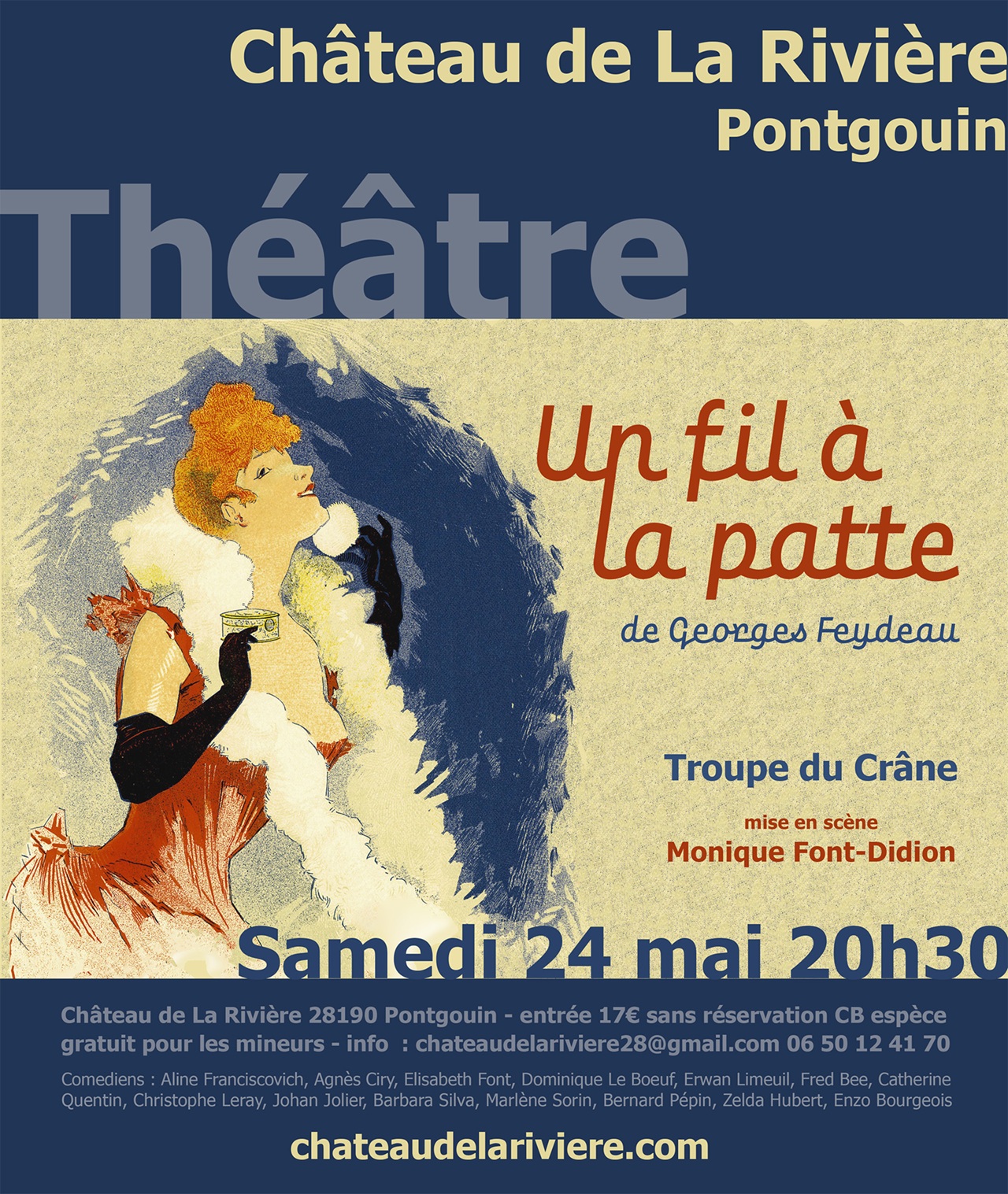 affiche spectacle Un Fil à la patte 24 mai 2025 au château de la Rivière